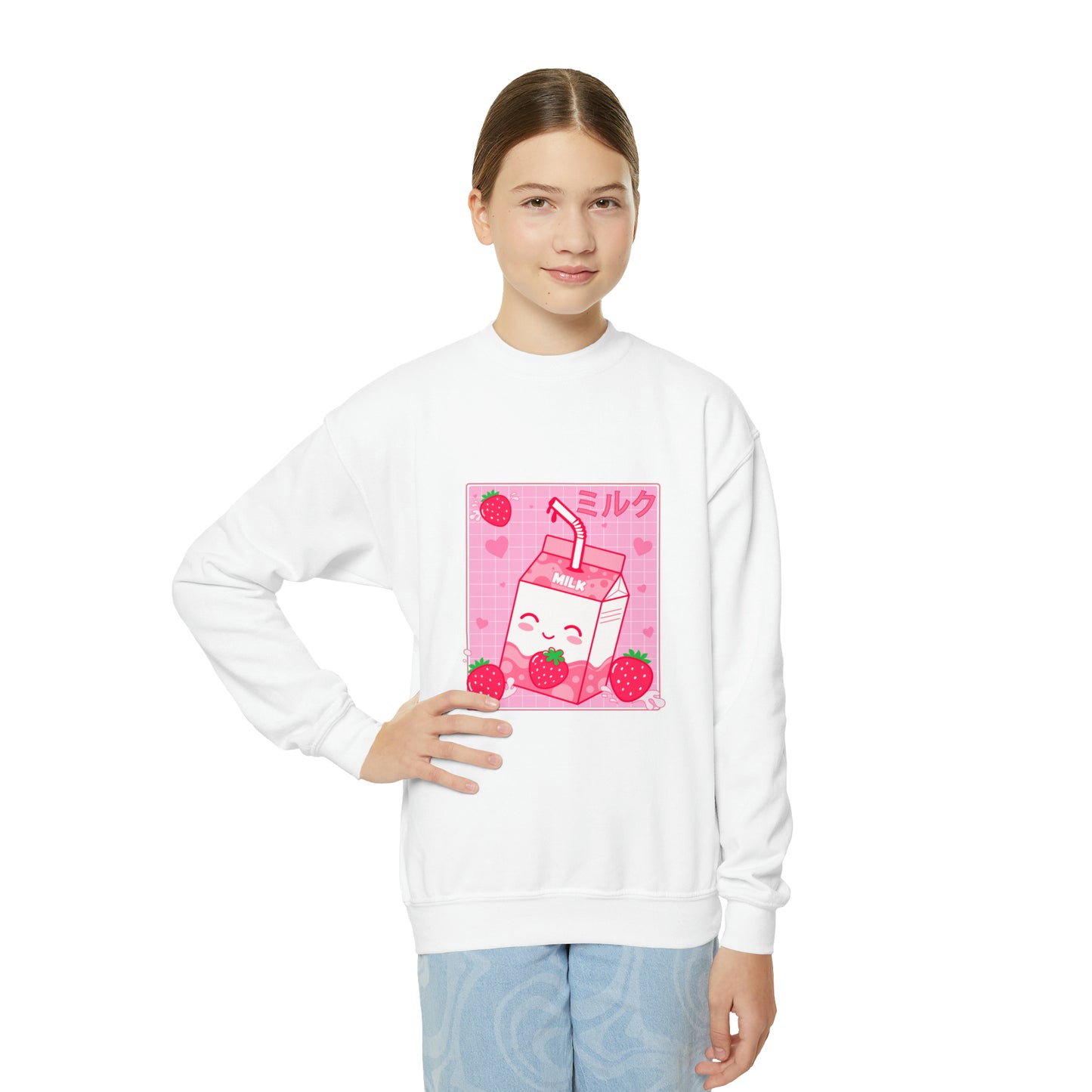 Strawberry Milk Youth Crewneck Sweatshirt