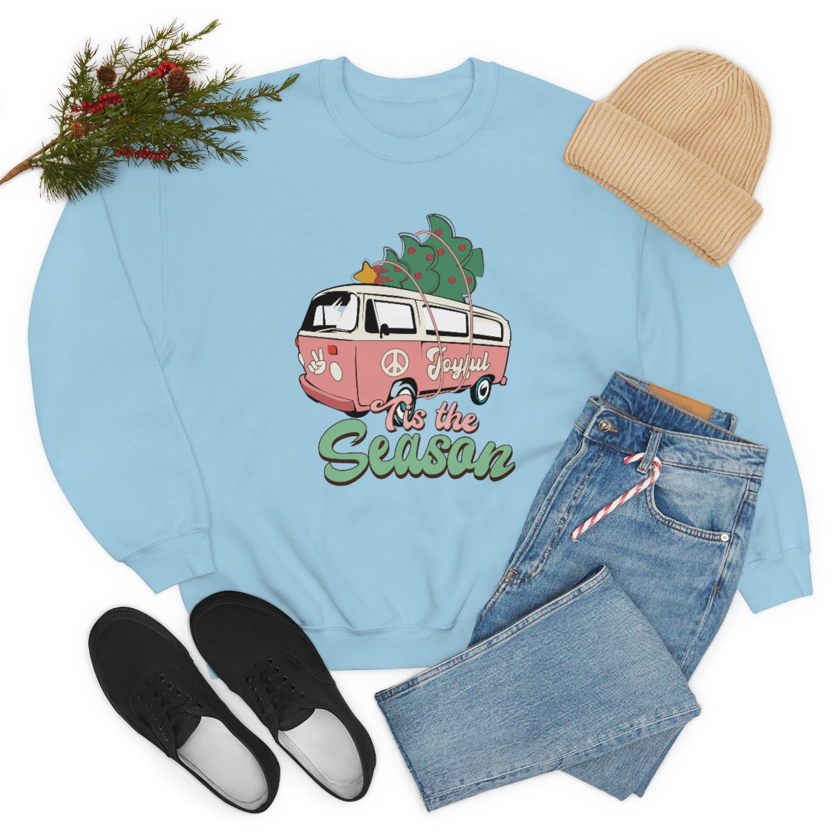 Tis' The Season Hippie Van Unisex Crewneck Sweatshirt