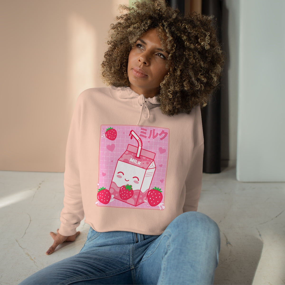 Strawberry Milk Crop Hoodie