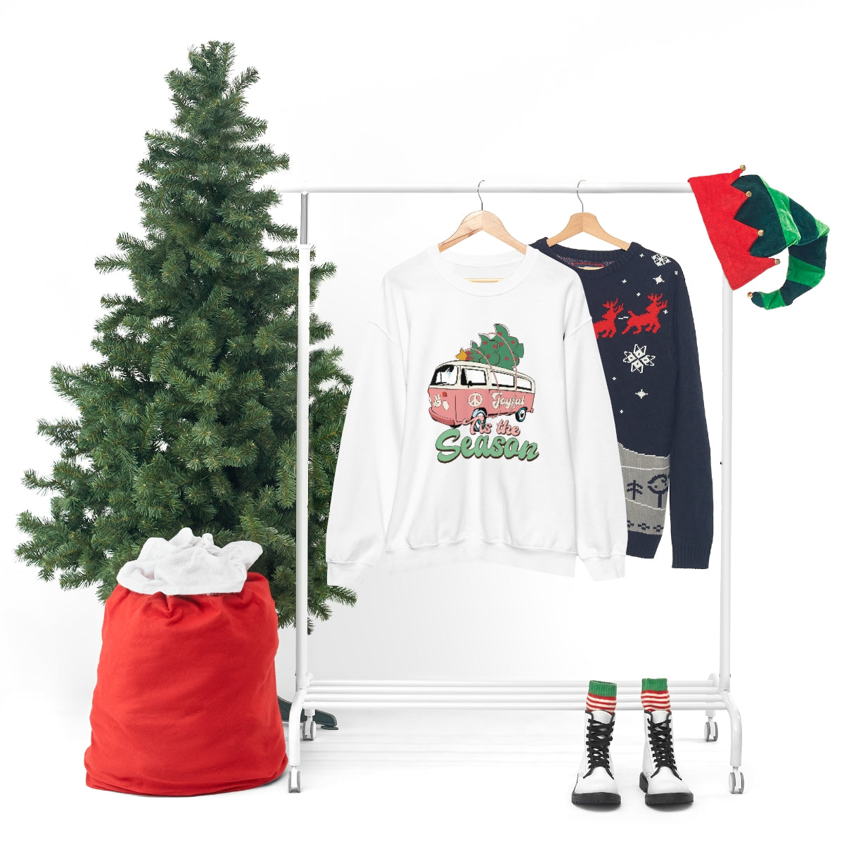 Tis' The Season Hippie Van Unisex Crewneck Sweatshirt