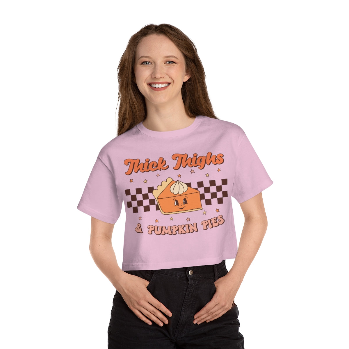 Edi x Champion Thick Thighs Pumpkin Pies Cropped T-Shirt