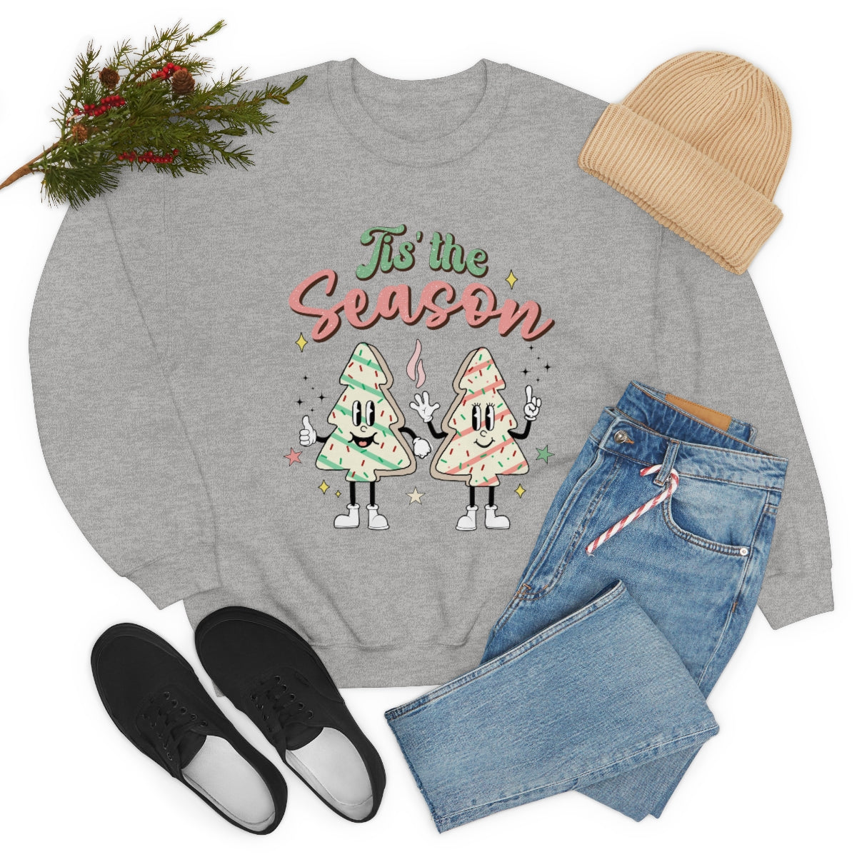 Tis' The Season Cookie Trees Unisex Crewneck Sweatshirt