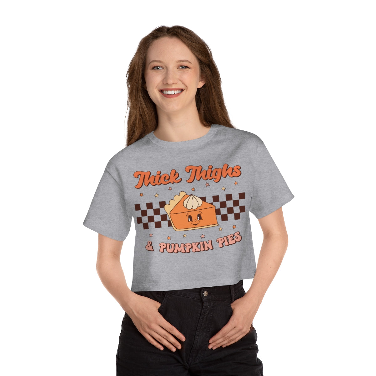 Edi x Champion Thick Thighs Pumpkin Pies Cropped T-Shirt