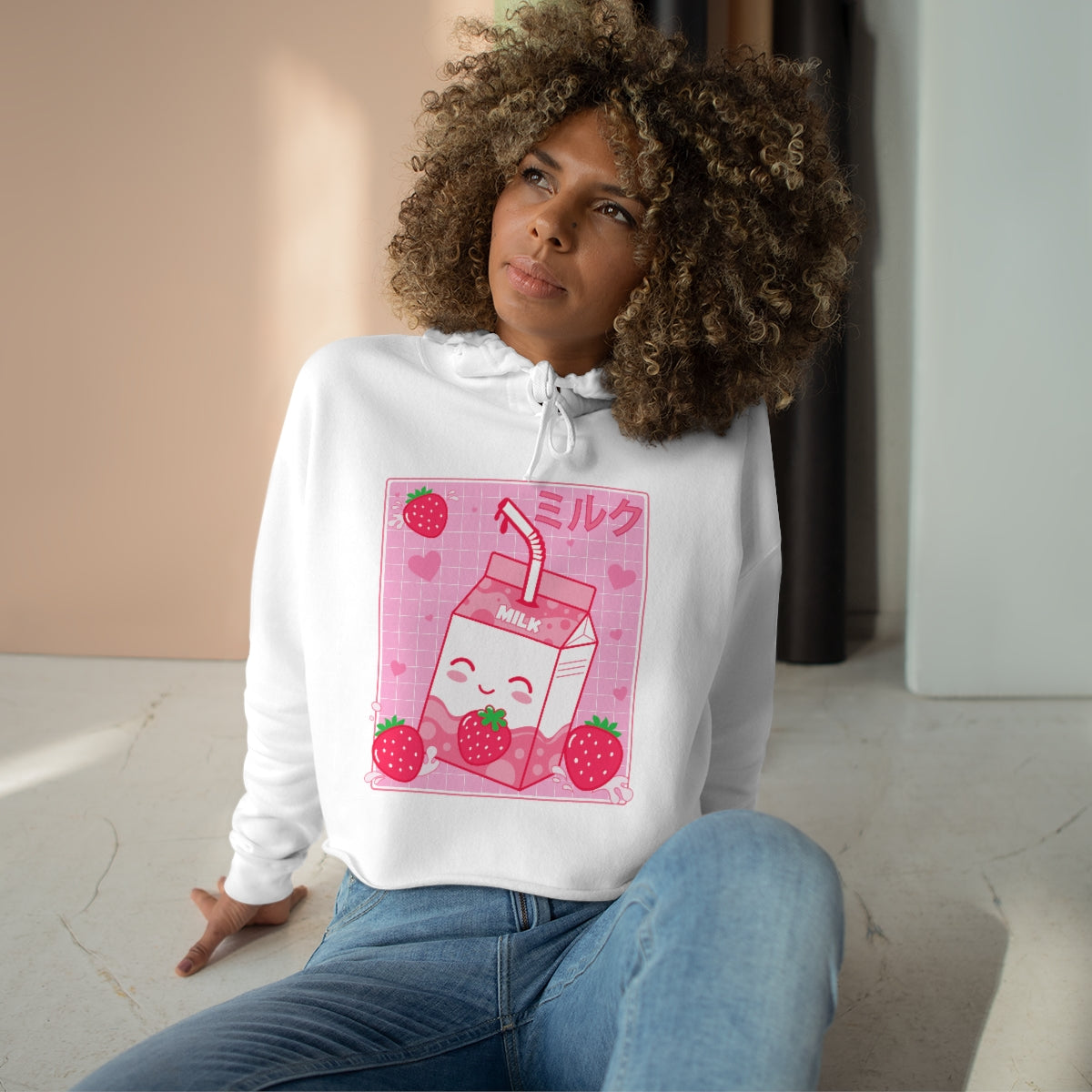 Strawberry Milk Crop Hoodie