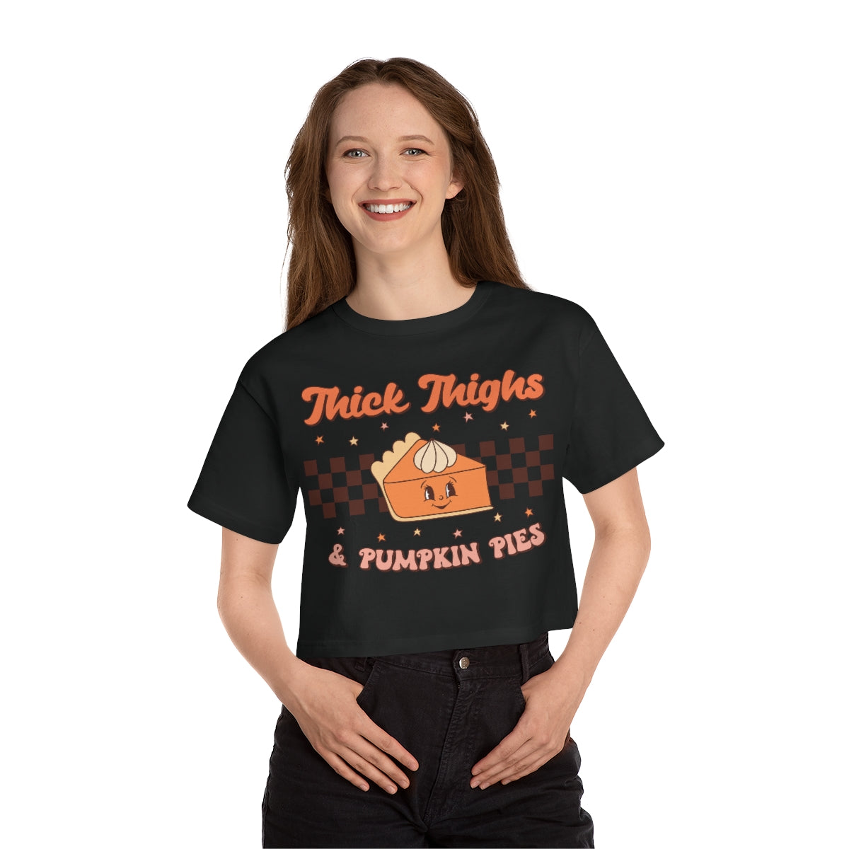 Edi x Champion Thick Thighs Pumpkin Pies Cropped T-Shirt