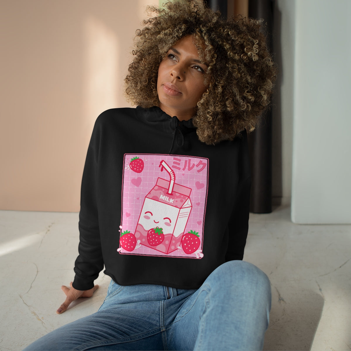 Strawberry Milk Crop Hoodie