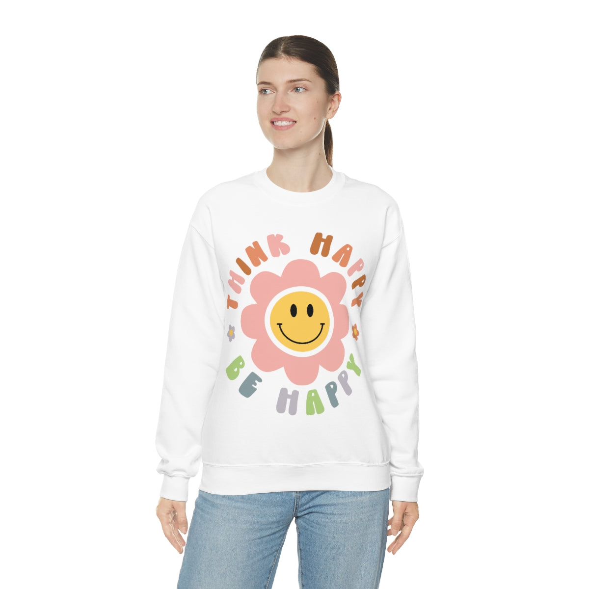 Think Happy Be Happy Unisex Heavy Blend™ Crewneck Sweatshirt