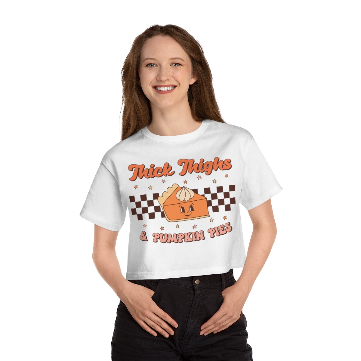 Edi x Champion Thick Thighs Pumpkin Pies Cropped T-Shirt