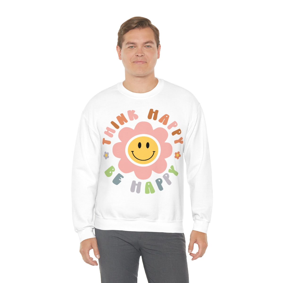 Think Happy Be Happy Unisex Heavy Blend™ Crewneck Sweatshirt