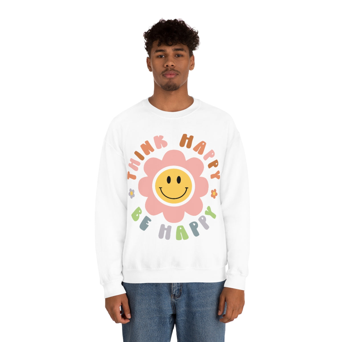 Think Happy Be Happy Unisex Heavy Blend™ Crewneck Sweatshirt